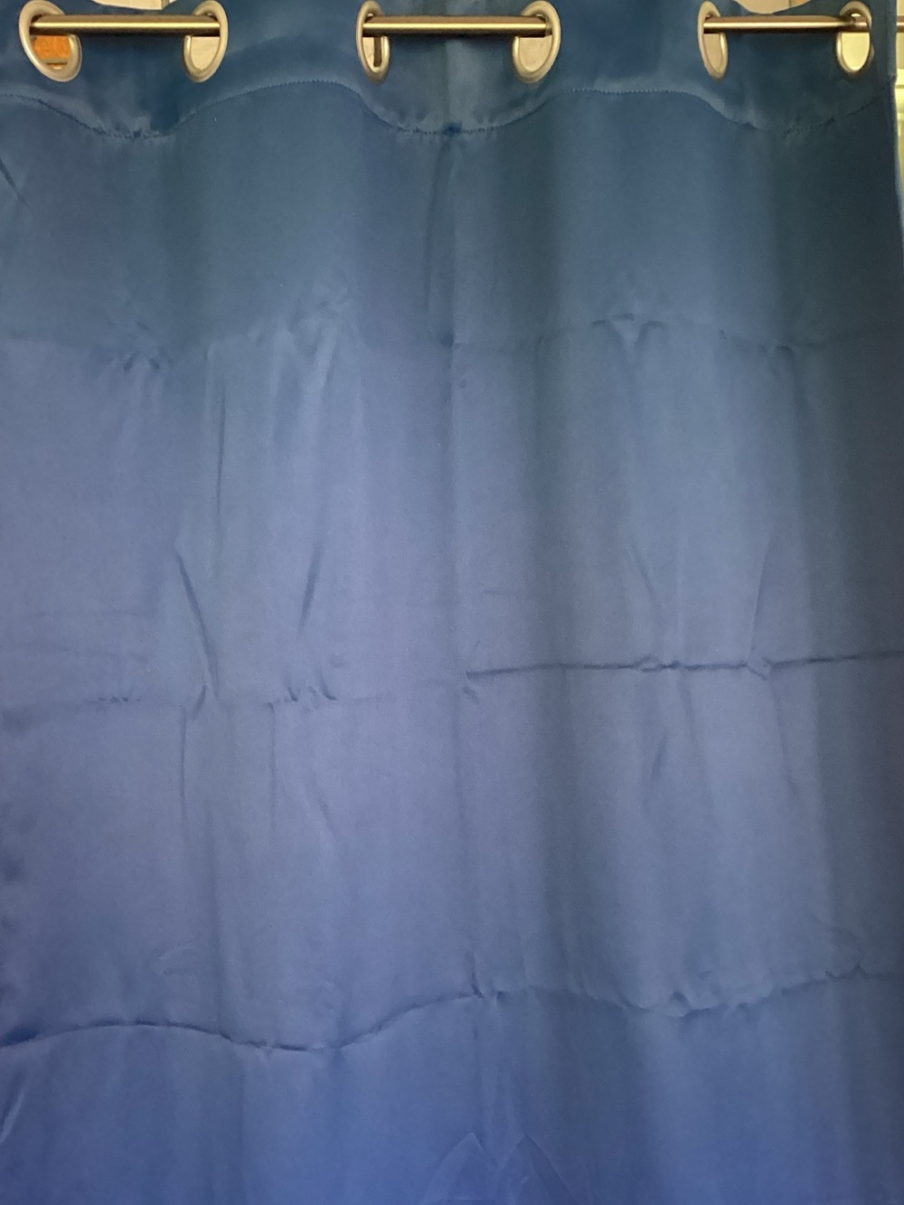 Four Navy Blue Grommet Top Curtain Panels